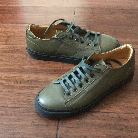 green leather sneakers